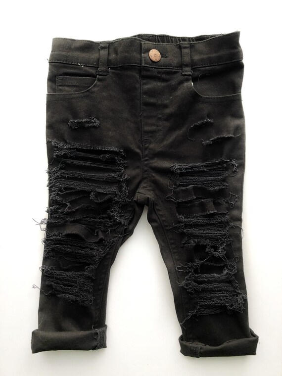 black distressed jeans