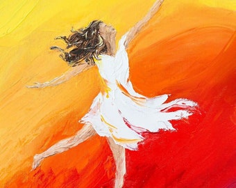 Woman Dancing Art Print: Vibrant Rainbow Colors, Inspirational Artwork