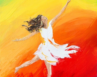 Free spirit, Freedom for all, Soul art, Inspirational wall art, Contemporary oil, Dancing woman, Joy painting, Love lifted me, Rainbow color