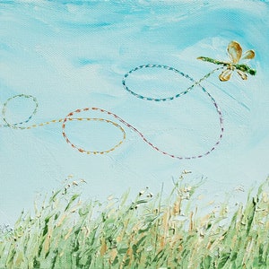 Dragonfly Art Print, Springtime Art, Summer Days, Rainbow Path, Blue Skies, Meadow Dragonfly, Rainbow Joy, Joyous Colors, Happy Dragonfly