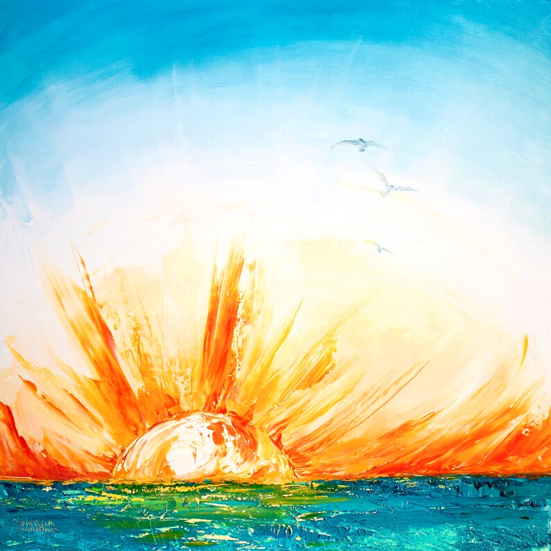 Ocean Sunrise Wall Art Sunrise On The Beach Brilliant Etsy