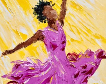 Black Woman Dancing Art Print: Joyous Free Spirit Girl