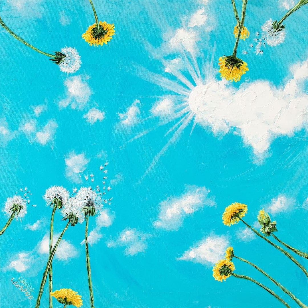 Dandelion Dreams, Blue Sky Painting, Spring Dreaming, Summer ...