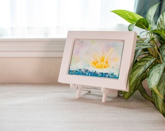 Fresh Start, Don't Give Up, Beach skies, Rainbow Sky, Sunrise art, Sunset art, Textured Small Art, Ocean Artwork,  Unique Holiday Gift Idea