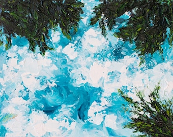 Daydreaming Sky Oil Painting: Clouds Meditation, Peaceful Artwork,  Take a Break, Contemplation Art