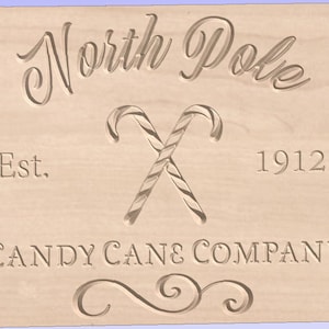 North Pole Candy Cane Company Signo de Navidad CNC o SVG