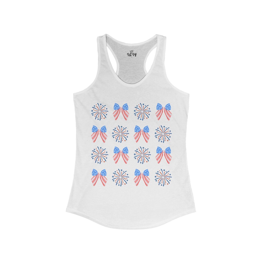 4th of July Fireworks Patriotic Bows Women's Ideal Racerback Tank - Etsy