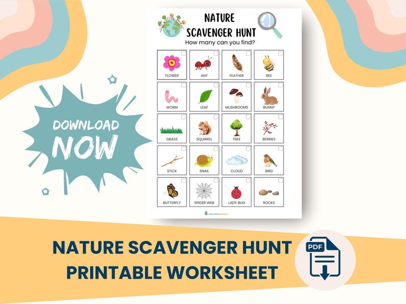 Nature Scavenger Hunt Printable | Outdoor Activity for Kids | Instant ...
