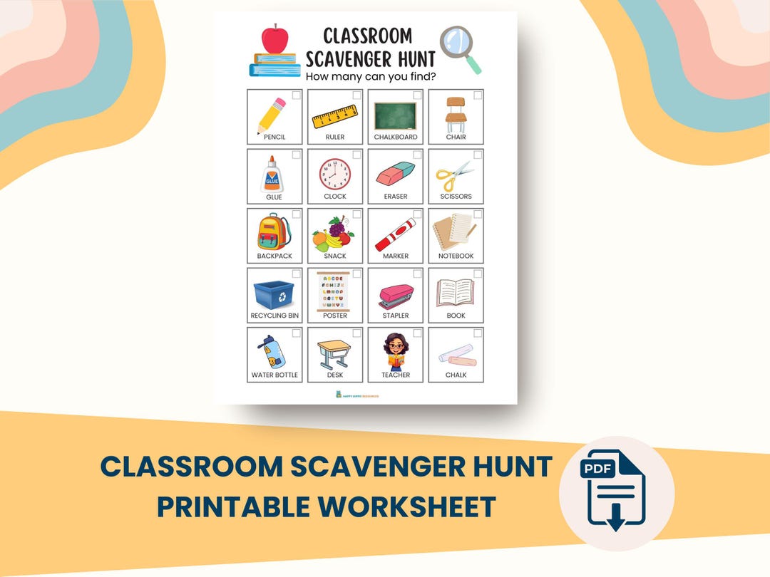 Printable Classroom Scavenger Hunt | Fun School Activity for Kids ...