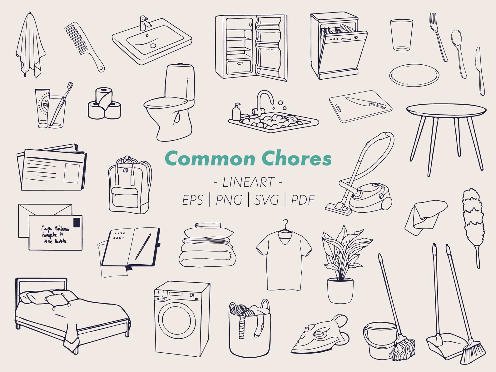 Chore Chart Illustrations for Kids and Teenagers / Editable - Etsy