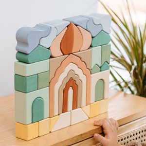 Arabian Nights Building Blocks Toddler Wooden Blocks Montessori Toys New Baby Gift Baby Stacking Toys Baby Shower Gift image 1