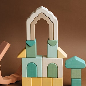Arabian Nights Building Blocks Toddler Wooden Blocks Montessori Toys New Baby Gift Baby Stacking Toys Baby Shower Gift image 7