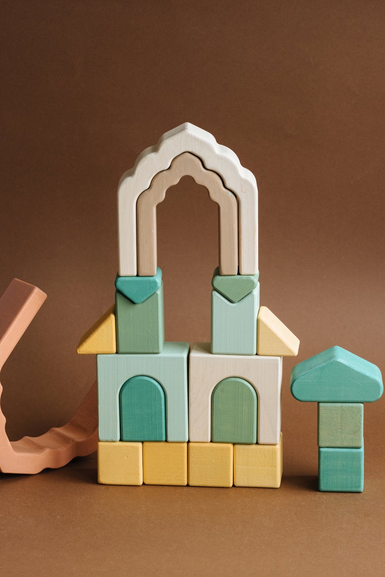 Arabian Nights Building Blocks Toddler Wooden Blocks Montessori Toys New Baby Gift Baby Stacking Toys Baby Shower Gift image 7