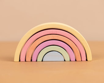 Handmade Wooden Rainbow Stacker | Eco toys for children | Gift for kids | Colourful wooden blocks | Candy Mini Rainbow