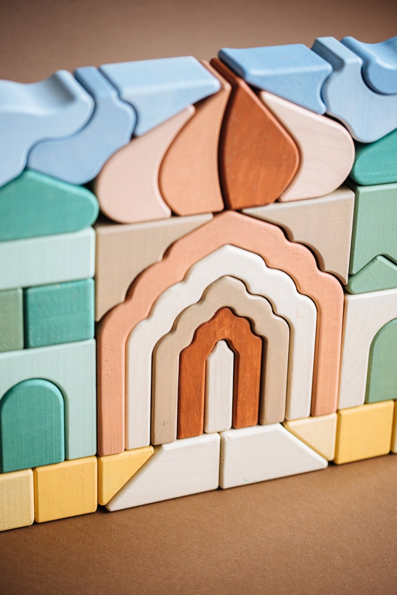 Arabian Nights Building Blocks Toddler Wooden Blocks Montessori Toys New Baby Gift Baby Stacking Toys Baby Shower Gift image 6