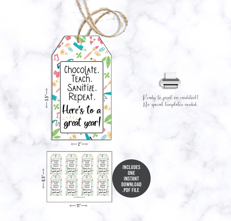 Chocolate Teach Sanitize Repeat Great School Year Printable Etsy