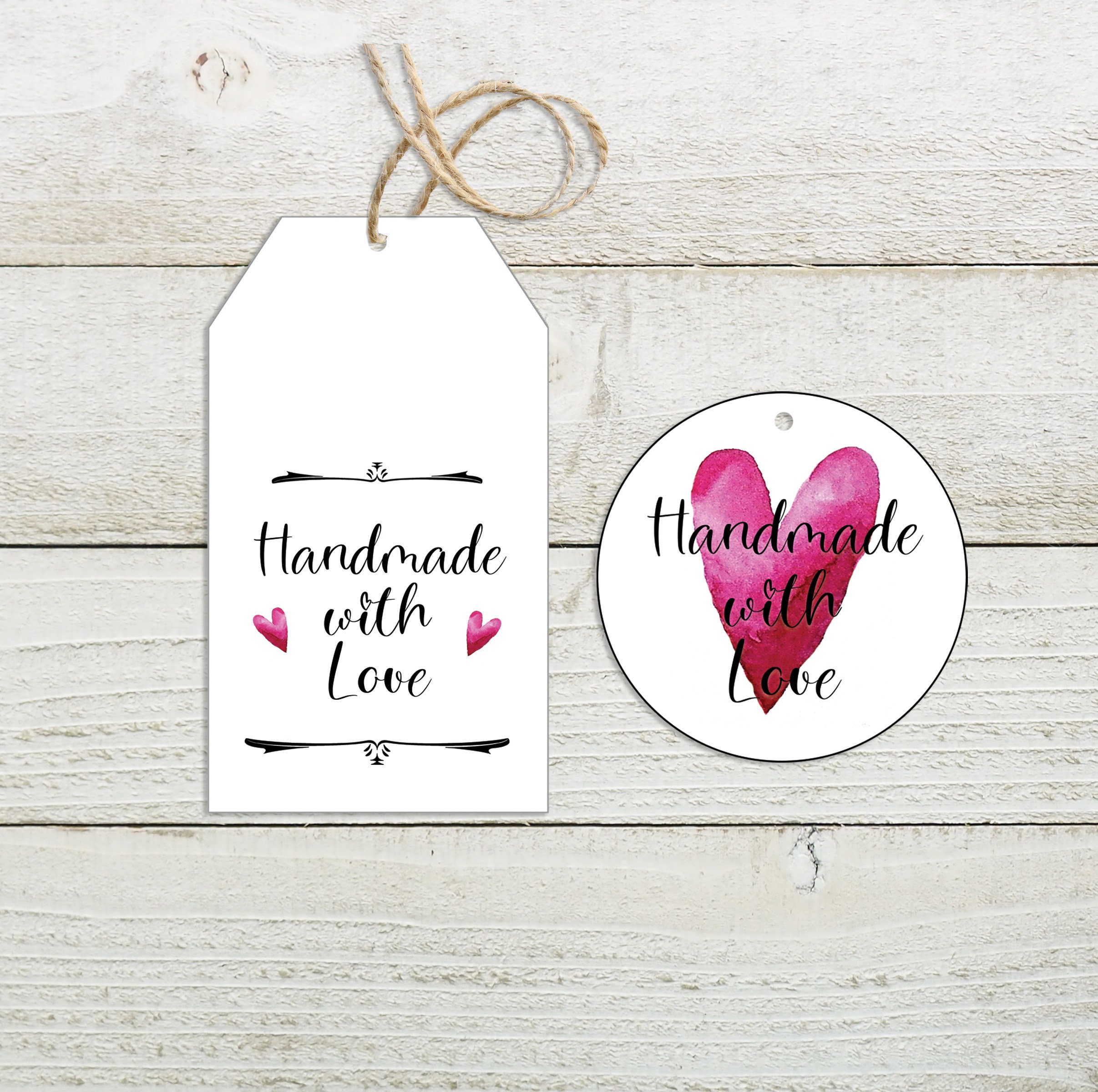 Handmade with Love Printable Tag Handmade Gift Tag Homemade - Etsy España