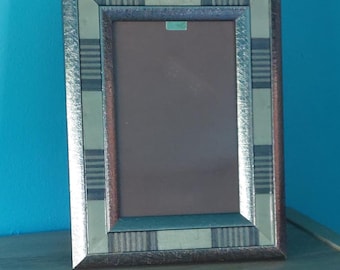 Vintage Inlaid Wood Lacquered Picture Frame Italy, 4x6, Earth Tones
