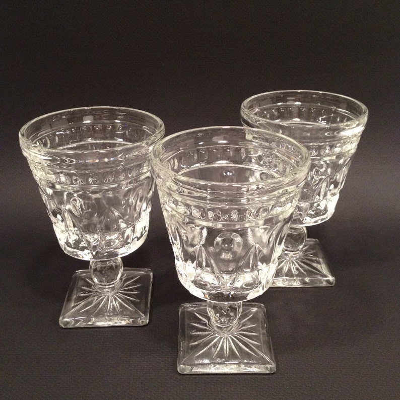 Vintage Clear Indiana Glass Colony Park Lane Goblets Set of Etsy