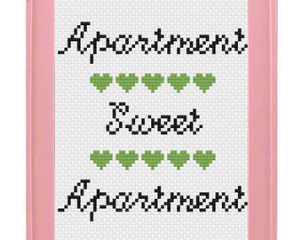 Apartment Sweet Apartment cross stitch pattern, funny cross stitch pattern, subversive cross stitch pattern, home sweet home cross stitch