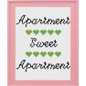 Apartment Sweet Apartment cross stitch pattern, funny cross stitch pattern, subversive cross stitch pattern, home sweet home cross stitch