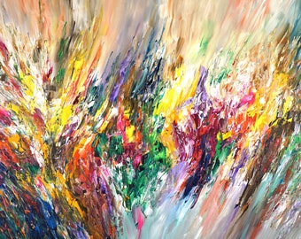 78.8 " x 39.4 ". extra large abstract painting. vibrant, colorful  original, acrylic on canvas, modern art. Artist Peter Nottrott.