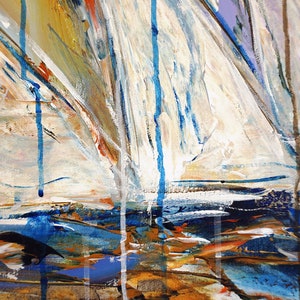Stormy Sailing Regatta M 1, maritime artwork, vibrant sailing original by Peter Nottrott image 8