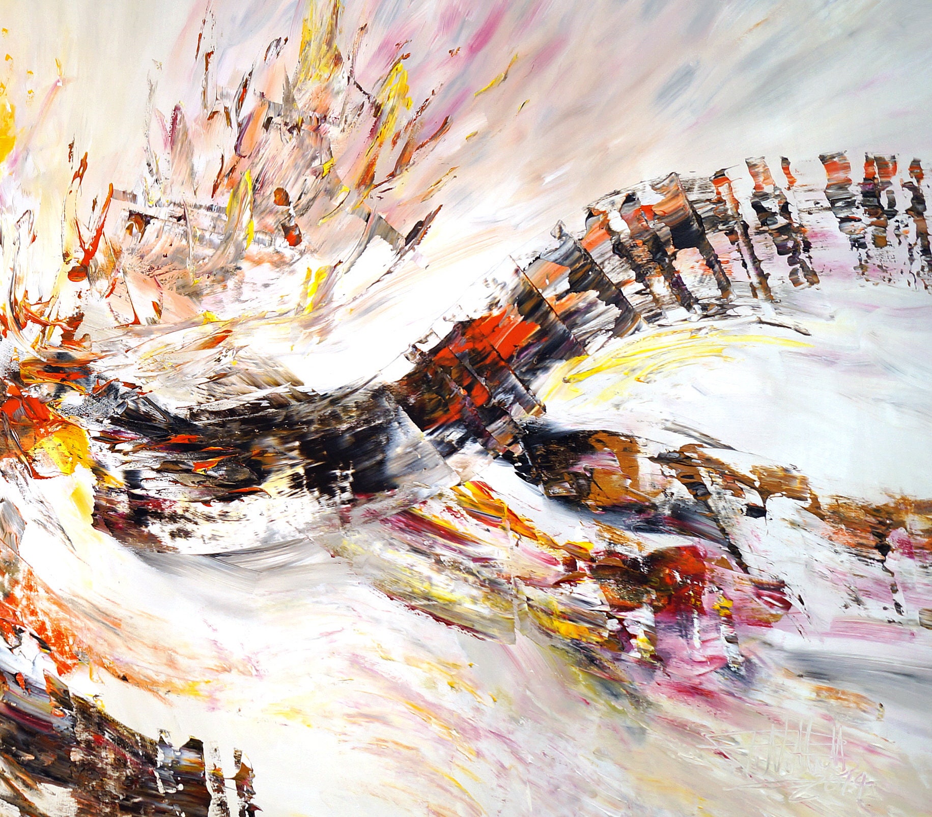 抽象画です XXL 特大抽象画 78.8 x 41.3 インチ。鮮やかでカラフルなオリジナル