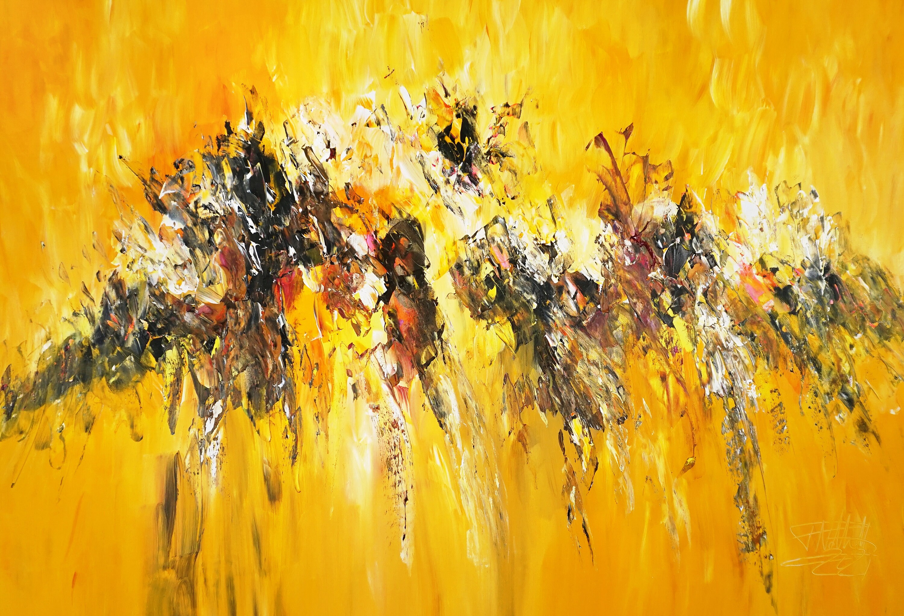 Yellow Abstract Large Abstract Painting 61.0 X 41.3 Etsy UK
