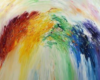 Rainbow painting 61.0 " x 41.3 " : an original XL acrylic contemporary artwork, by the artist Peter Nottrott.