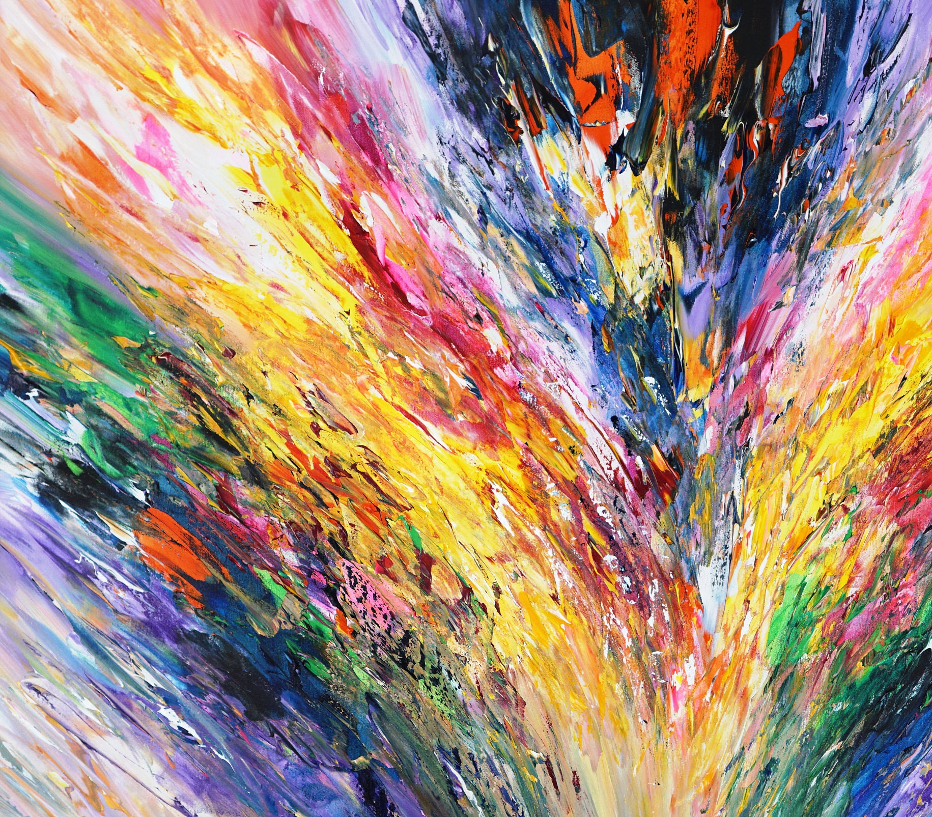 抽象画、鮮やかなオリジナル 47.2 x 33.5 インチ キャンバスに