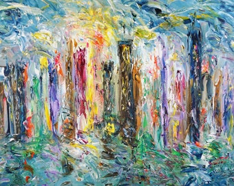 City Skyline XL 2, large original 61.0 x 41.3", modern urban artwork by Peter Nottrott