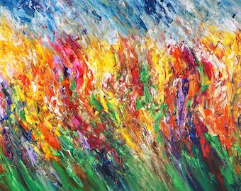 Sunny Summer Day XXL 5 is an expressive, modern landscape artwork and vibrant original by the artist Peter Nottrott