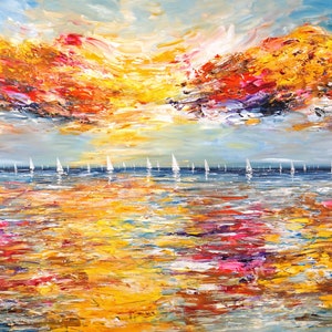 Lebendiges, abstrahiertes Meeresbild 240 cm x 150 cm. Maritimes Original. Acryl auf Leinwand. Kunstmaler Peter Nottrott