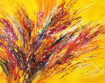 Yellow Red Abstraction XL 8, 61.0" x 41.3". Large abstract painting contemporary art by the artist Peter Nottrott