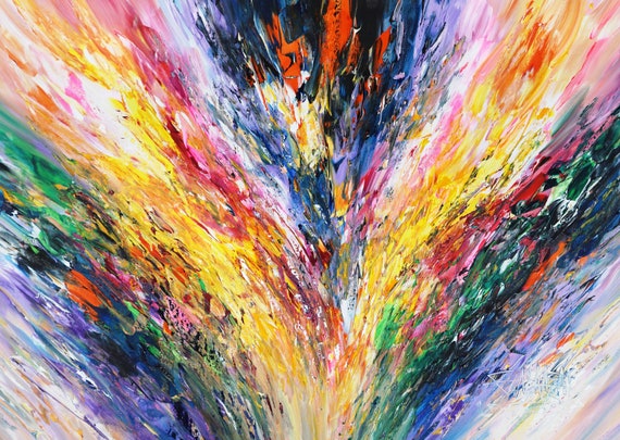 抽象画、鮮やかなオリジナル 47.2 x 33.5 インチ キャンバスに