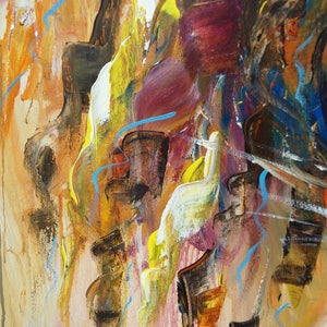 Face: acrylic on canvas, abstracted original, large painting of a womans head image 4