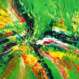 78.8 &quot; x 39.4 &quot;. XXL extra large abstract painting. Green- colorful  one of - original, acrylic on canvas, contemporary vibrant artwork