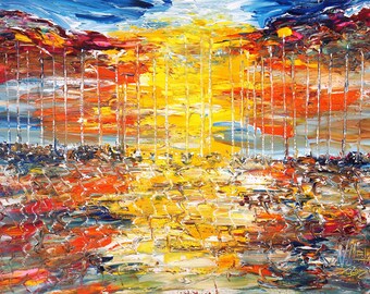 E. Lee Signed Large Original Acrylic on Canvas in Original Frame 