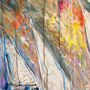 Stormy Sailing Regatta M 1, maritime artwork, vibrant sailing original by Peter Nottrott image 9