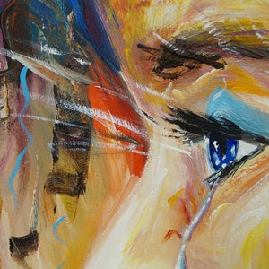 Face: acrylic on canvas, abstracted original, large painting of a womans head image 7