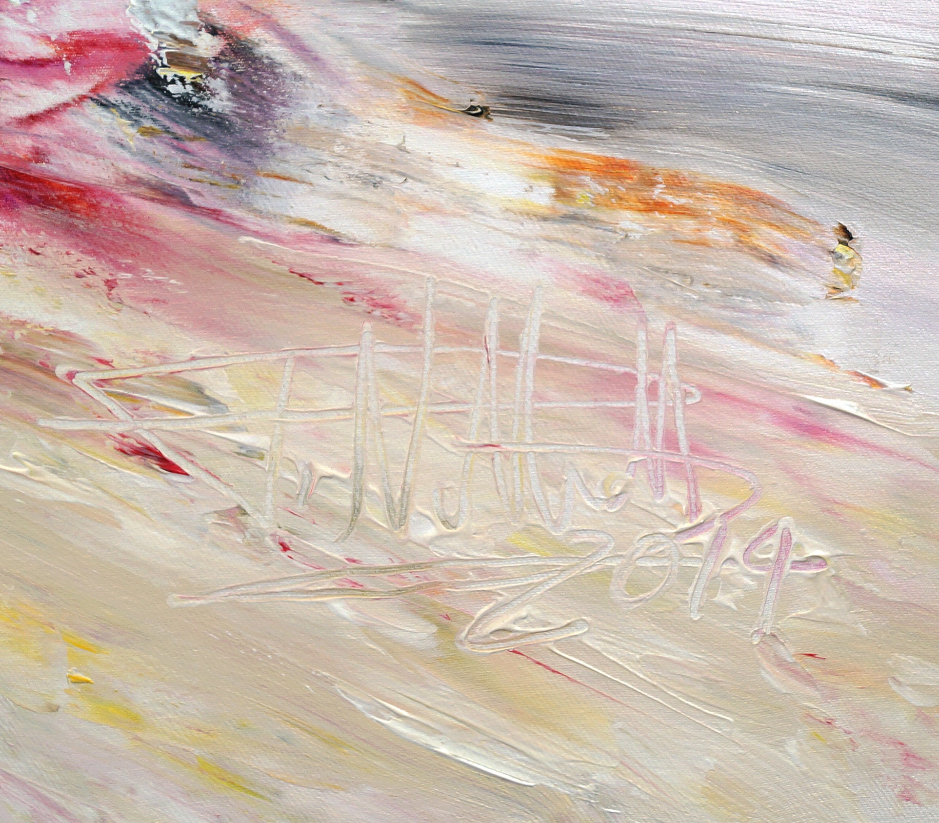 手描き抽象画（アクリル画）：「夜」 M8サイズ 絵画