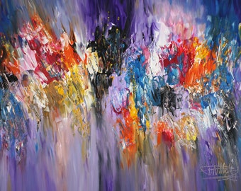 Purple Abstraction XL 1, large abstract painting 61.0 " x 41.3 ", original acrylic on canvas, modern art by the artist Peter Nottrott.