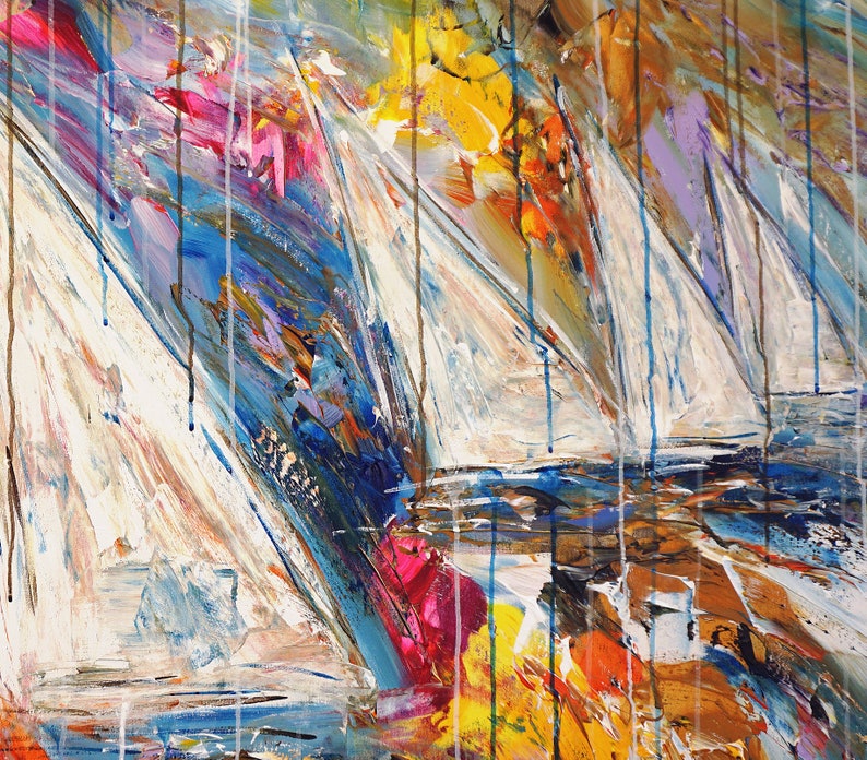 Stormy Sailing Regatta M 1, maritime artwork, vibrant sailing original by Peter Nottrott image 7