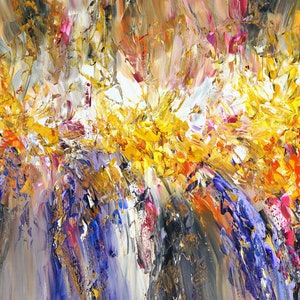 Brigth, large artwork, 61.0 &quot; x 32.7 &quot;, is a modern colorful original, acrylic on canvas, contemporary art by Peter Nottrott.