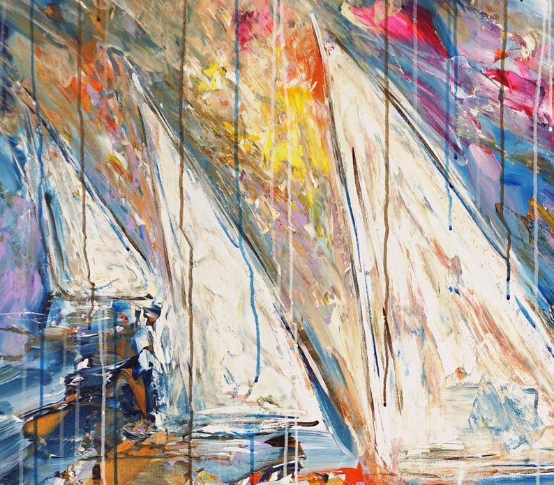 Stormy Sailing Regatta M 1, maritime artwork, vibrant sailing original by Peter Nottrott image 4