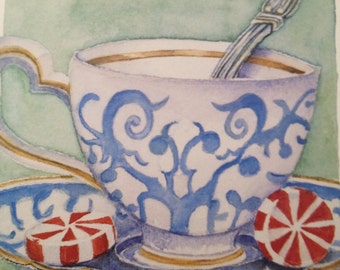 Peppermint tea teacup print signed numbered