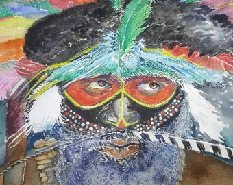 Original watercolor titled "The Warrior" by Karen Curtis