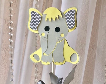 Elephant baby shower/ elephant centerpieces stick/ Elephant theme/ yellow and gray elephant