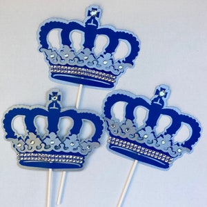 Royal prince crown/ royal crown baby shower/ crown centerpieces stick/ royal blue and silver crown/Royal Crown/ prince